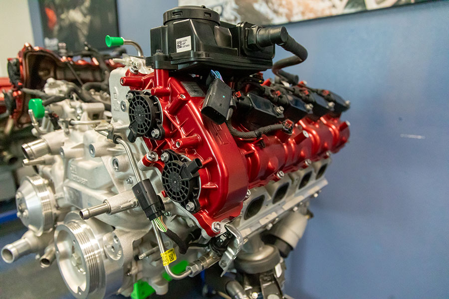 Engine in the SJC Automotive department in the School of Trades and Technology