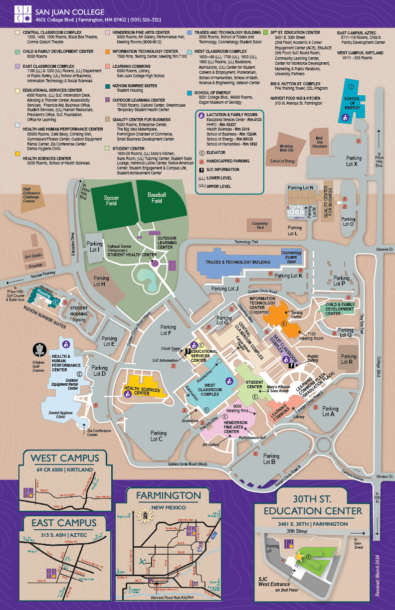 Campus Map.  If you need assistance with wayfinding please contact disability services at (505) 566-3643 or (505) 566-3271