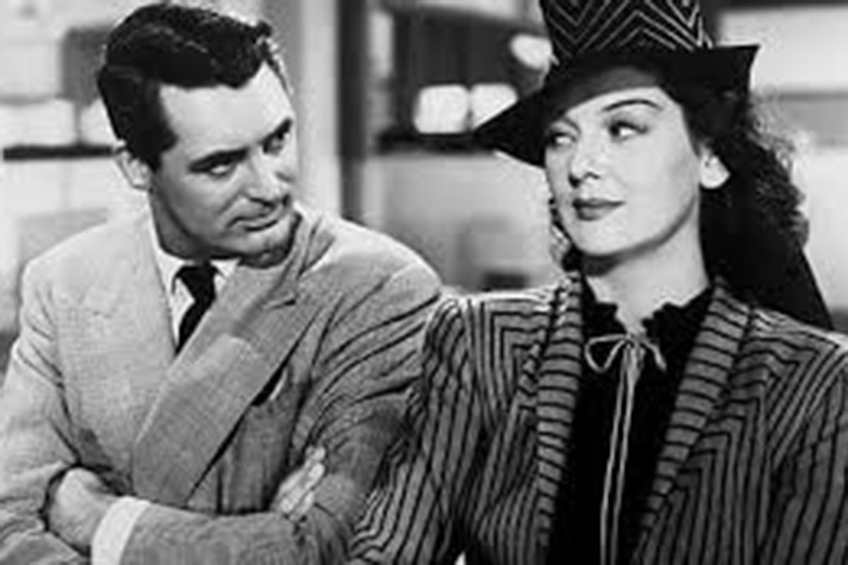 Black and white scene from the His Girl Friday film