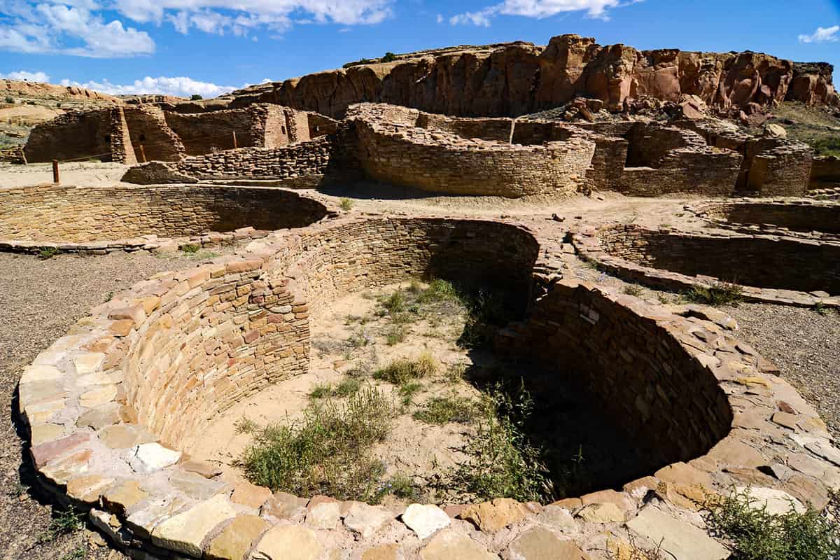 The ancient ruins of Chaco Canyon include many Kivas from the time of the Anasazi