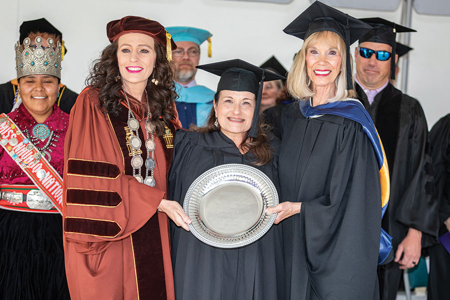 SJC President Dr. Toni Hopper-Pendergrass and SJC Foundation Director Gayle Dean hand out the Allison Award.