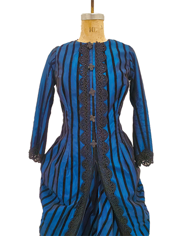 Vintage clothing with vertical black and blue stripes