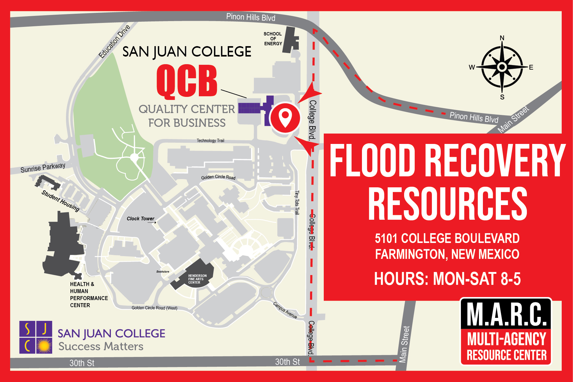 Multi-Agency Resource Map showing the location of the Quality Center For Business 5101 College Blvd