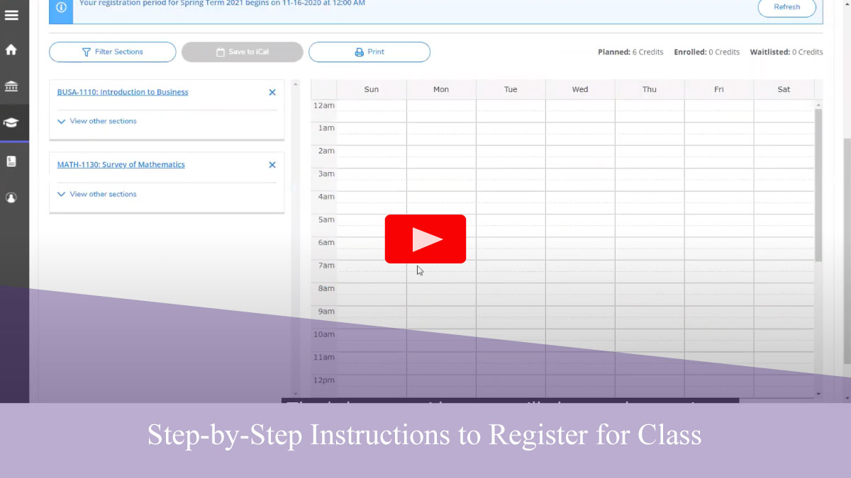 Step-by-Step Instructions to Register for Class