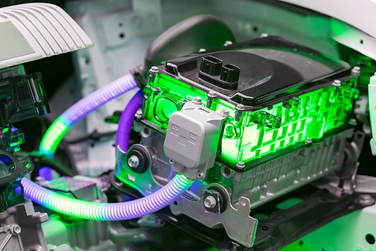 A green and purple electric fuel cell