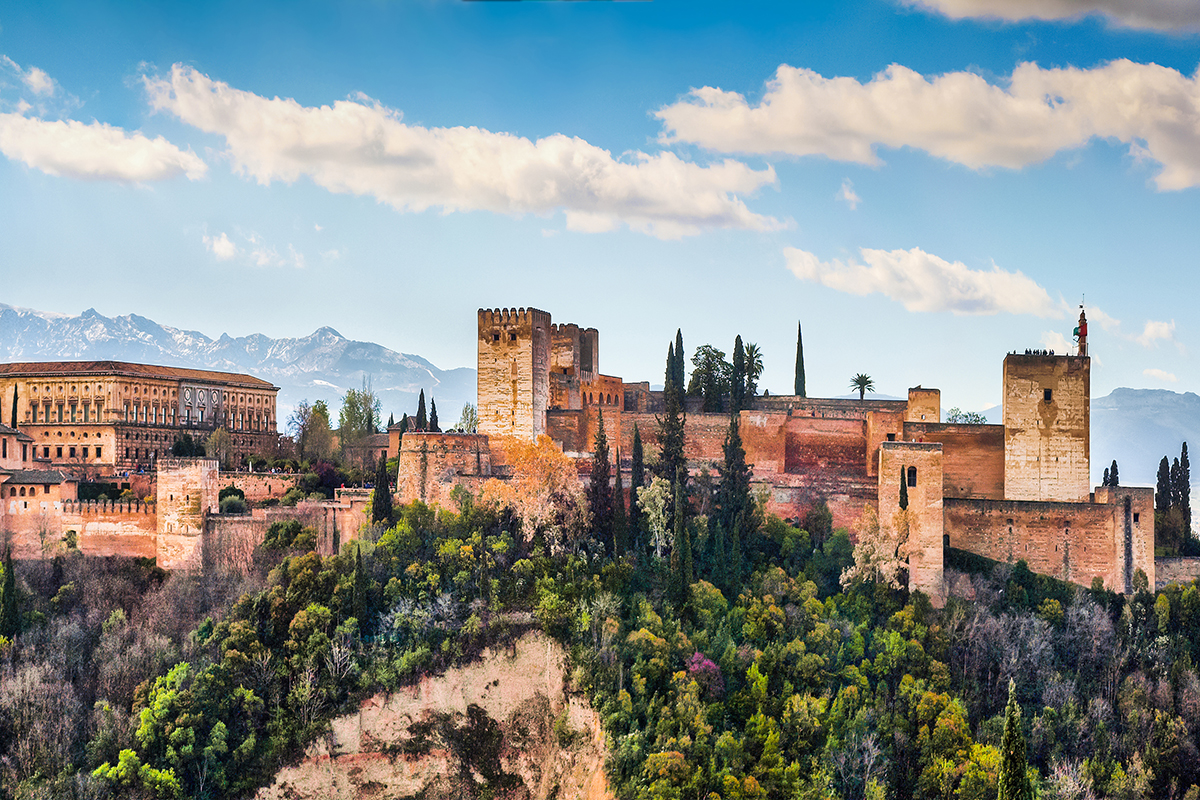Panoramic view of famous Alhambra de Granada, Andalusia, Spain.