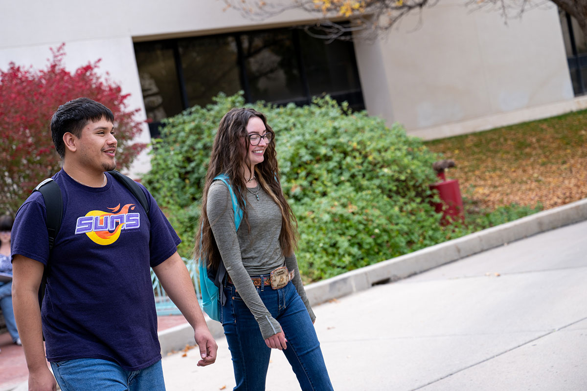 Students walking on campus