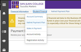 Screenshot of where to click on the NelNet payment plan.