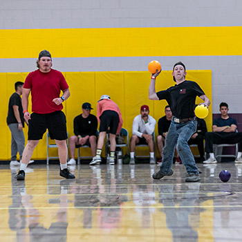 SJC Students playing dodgeball in the HHPC