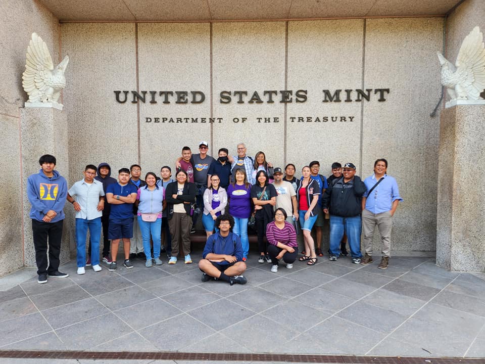 SJC Students on a TRIO transfer trip in Philadelphia. They are standing in front of the United States Mint.