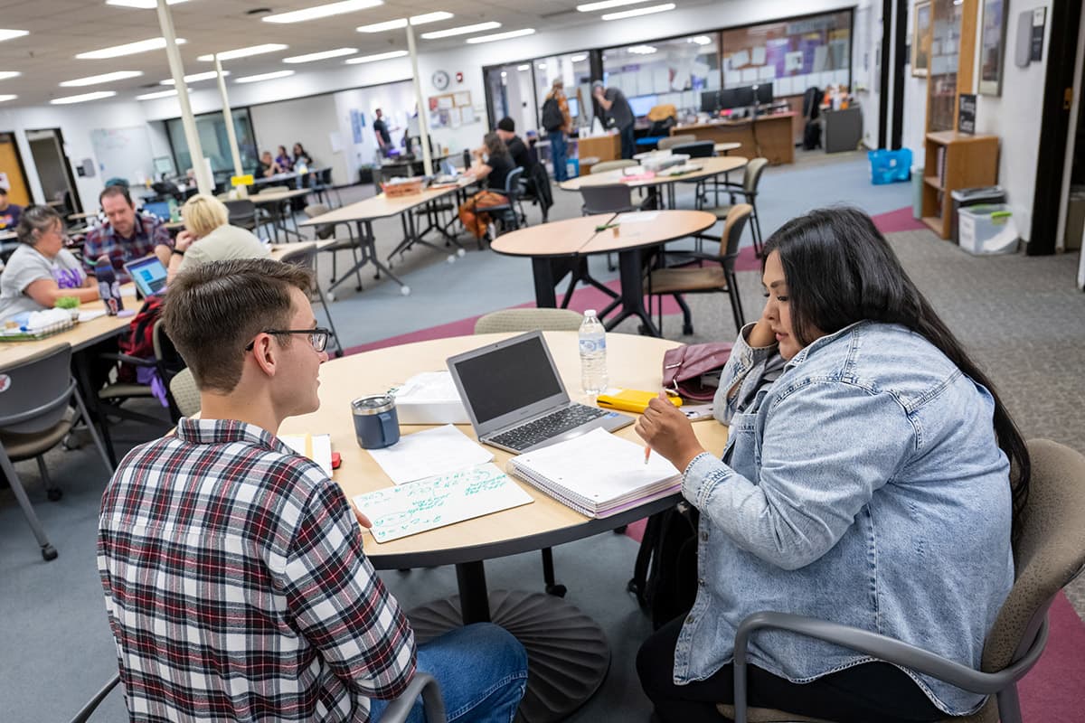 SJC Students sitting in the Tutoring center on main campus